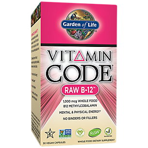 Vitamin Code Raw B-12 - 1,200 MCG Whole Food Vitamin B12 Methylcobalamin (30 Vegan Capsules)