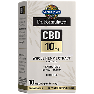 Dr. Formulated CBD Whole Hemp Extract with Entourage Effect Blend - 10 MG Per Serving - THC Free (60 Softgels)