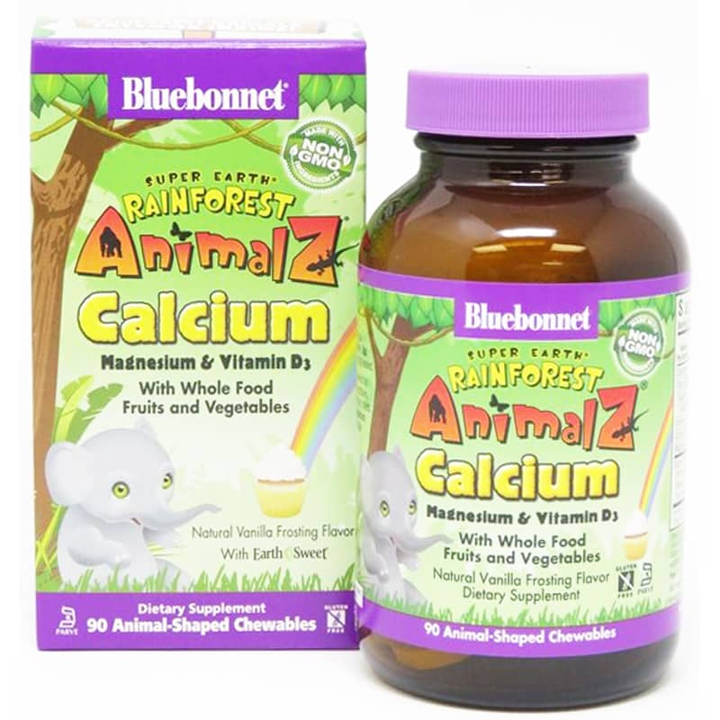 Bluebonnet RainForest AnimalZ Calcium Magnesium & Vitamin D3 90 Chewables