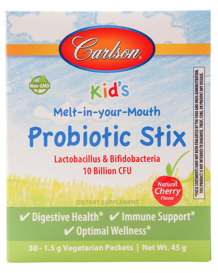 Carlson Labs - Kid's Probiotic Stix Natural Cherry Flavor 10 Billion CFU - 30 Packet(s)