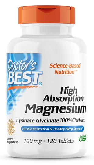 Doctor's Best - High Absorption 100 Chelated Magnesium 100 mg. - 120 Tablets