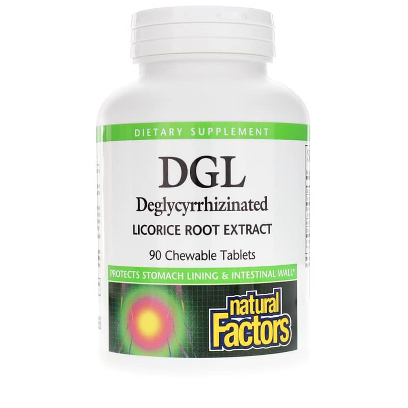 Natural Factors DGL Deglycyrrhizinated Licorice Root Extract Chewable 90 Chewable Tablets 90 Tablets