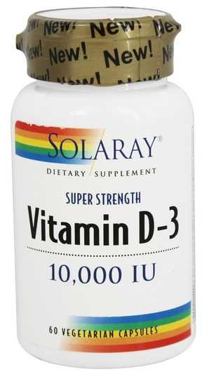 Solaray - Vitamin D3 Super Strength 10000 IU - 60 Vegetarian Capsules
