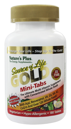 Natures Plus - Source Of Life Gold Mini-Tabs Ultimate Multi-Vitamin - 180 Tablets