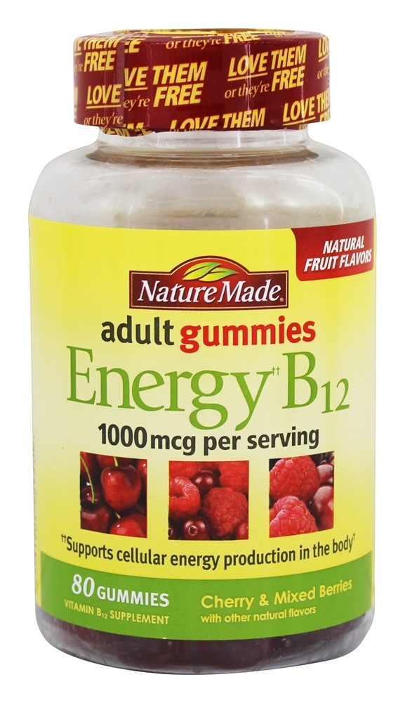 Nature Made - Energy B12 Adult Gummies Cherry & Mixed Berries 1000 mcg. - 80 Gummies