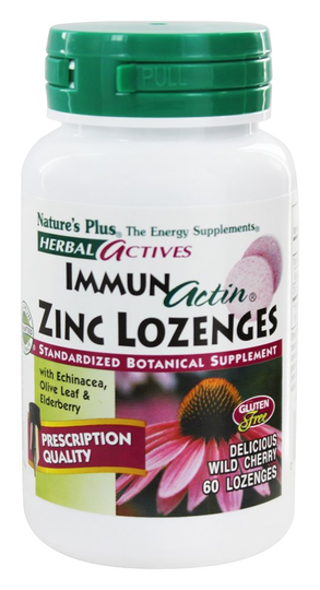 Natures Plus - Herbal Actives ImmunActin Zinc Lozenges - 60 Lozenges
