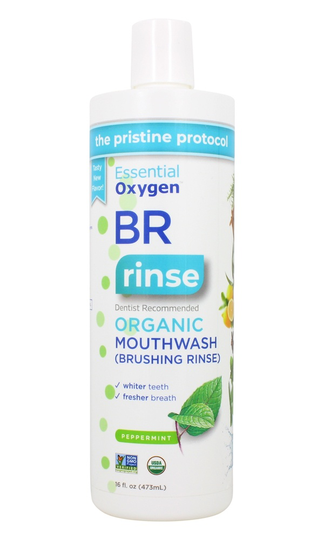 Essential Oxygen - BR Brushing Rinse Organic Mouth Wash Peppermint - 16 fl. oz.