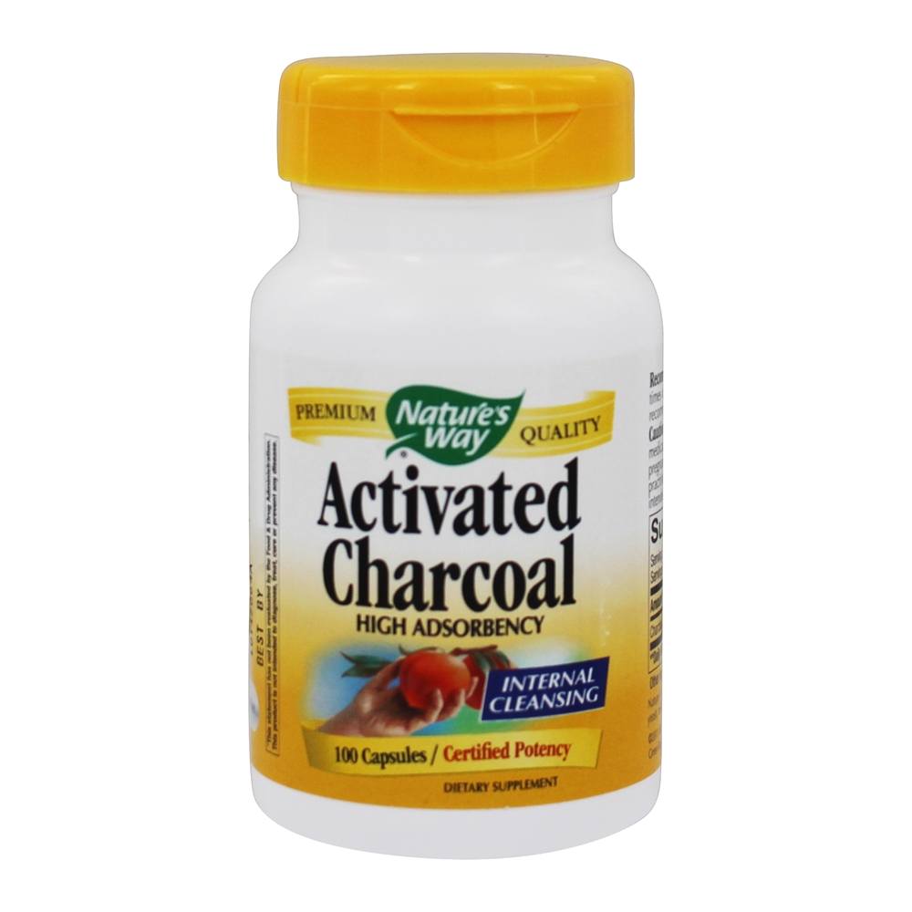 Nature's Way - Activated Charcoal High Adsorbency Certified Potency - 100 Capsules