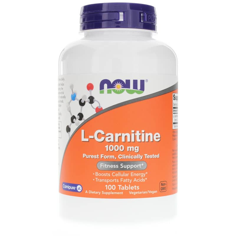 NOW Foods L-Carnitine Tablets 1000 Mg Double Strength 100 Tablets