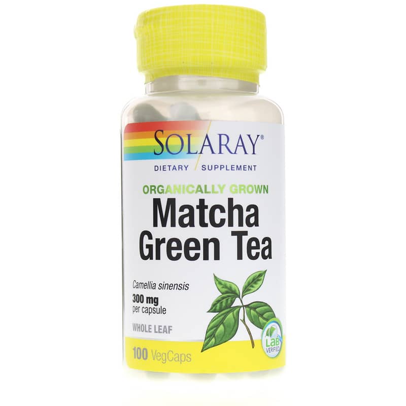 Solaray Matcha Green Tea 300 Mg, Organically Grown Formula 100 Veg Capsules