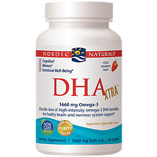 DHA Extra - Healthy Brain & Nervous System Support - 1,660 MG Omega-3s - Strawberry (60 Softgels)