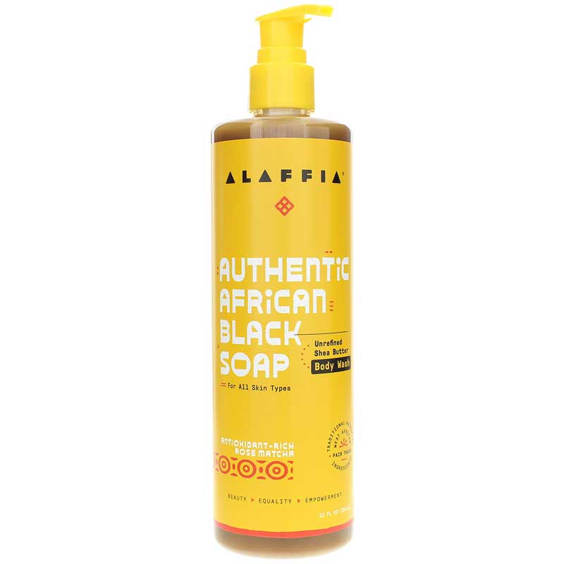Alaffia Authentic African Black Soap Body Wash Antioxidant-Rich Rose Matcha 12 Oz