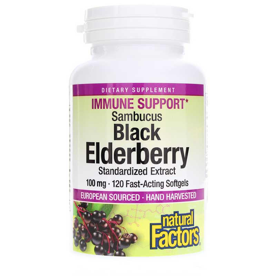 Natural Factors Black Elderberry Standardized Extract 100 Mg 120 Softgels