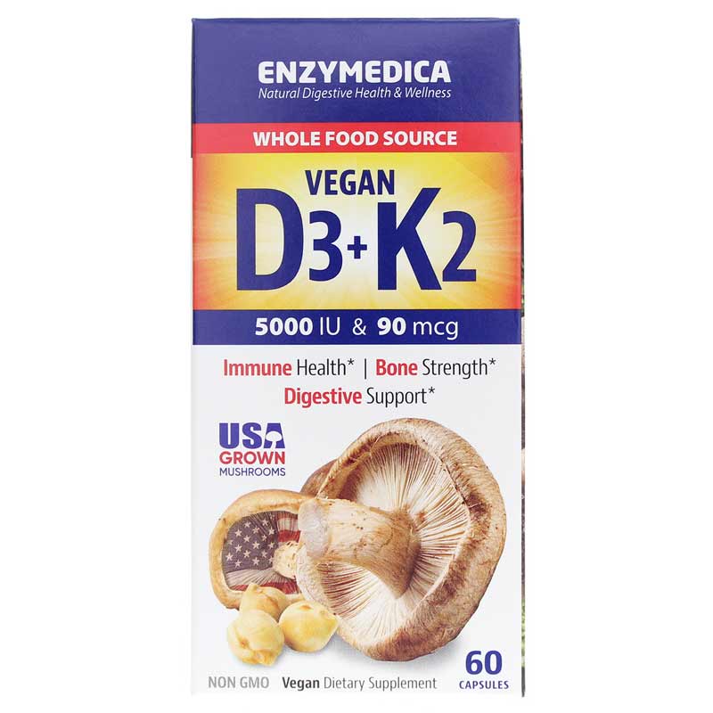 Enzymedica Vegan D3 + K2 60 Capsules