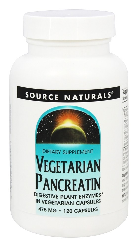Source Naturals - Vegetarian Pancreatin 475 mg. - 120 Vegetarian Capsules