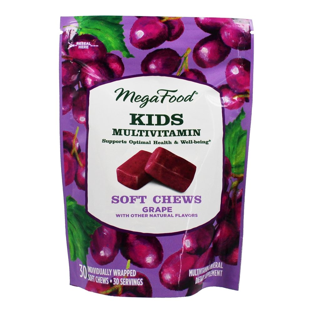 MegaFood - Kids Multivitamin Soft Chews Grape - 30 Soft Chews