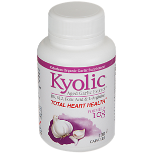 Kyolic Aged Garlic Extract - B6, B12, Folic Acid & L-Arginine - Total Heart Health Formula 108 (100 Capsules)