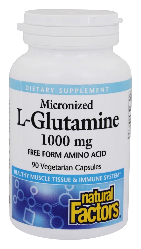 Natural Factors - Micronized L-Glutamine Free Form Amino Acid 1000 mg. - 90 Vegetarian Capsules