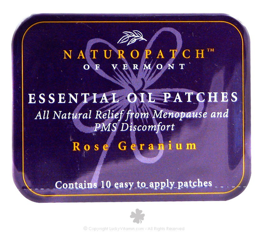 Natural Patches of Vermont - Soothing PMS and Menopause Formula Essential Oil Body Patches Rose Geranium - 10 Patch(es) Formerly Naturopatch