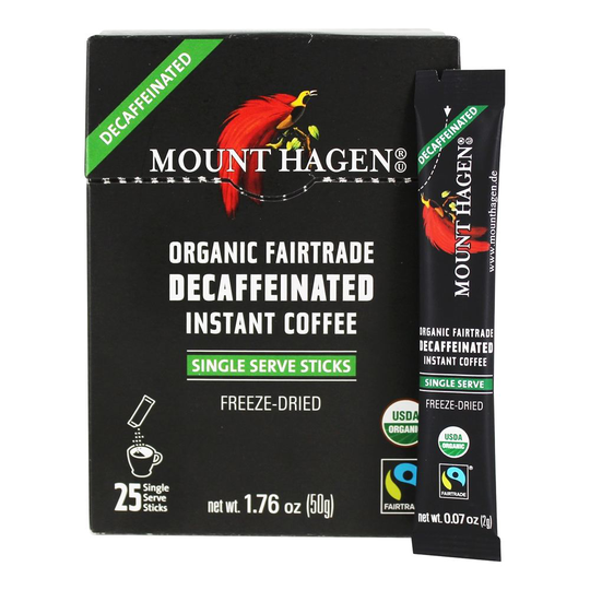 Mount Hagen - Organic Fairtrade Instant Coffee Freeze Dried Decaffeinated - 25 Stick(s)