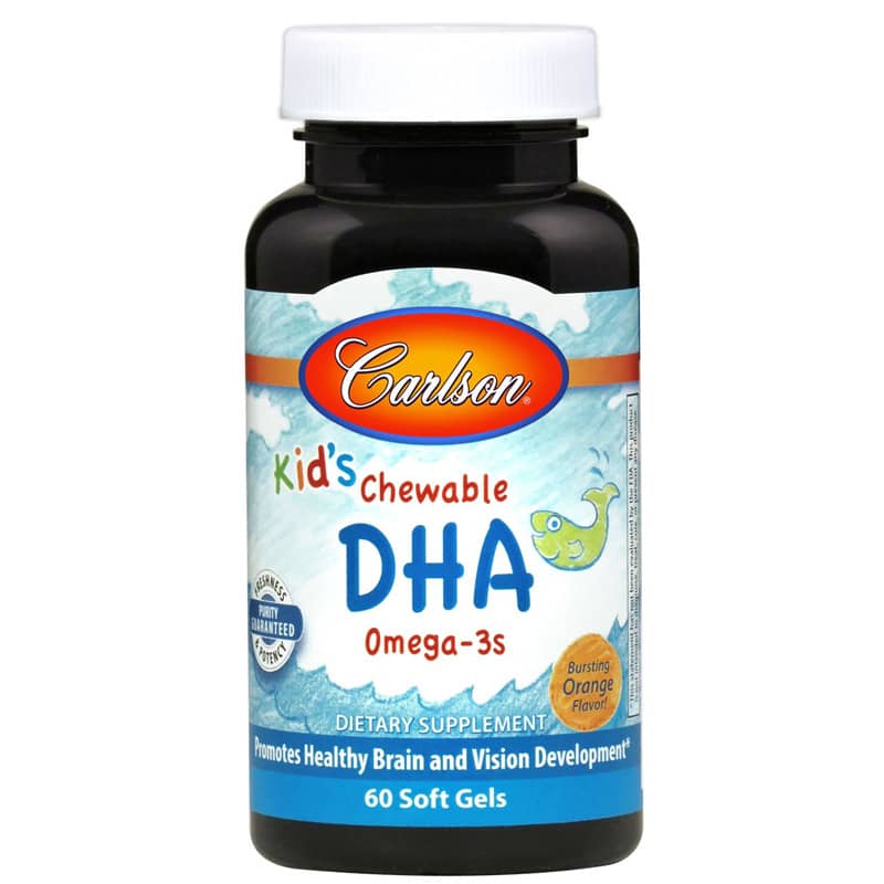 Carlson Labs Kids Chewable DHA Omega-3s with Natural Orange Flavor 60 Chewables 60 Softgels