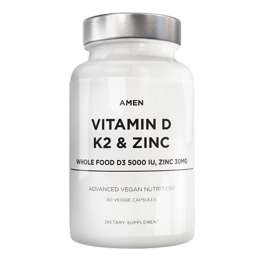 Codeage - Amen Vitamin D K2 & Zinc Cholecalciferol D3 5000 IU Organic Whole Food Blend - 60 Capsules