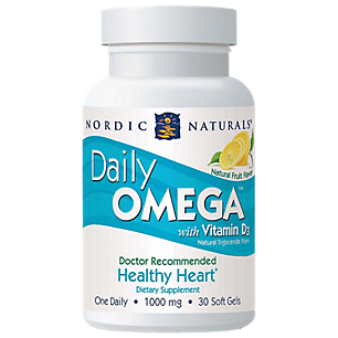 Daily Omega with Vitamin D3 - Healthy Heart - 225mg DHA/ 325mg EPA - Lemon (30 Softgels)