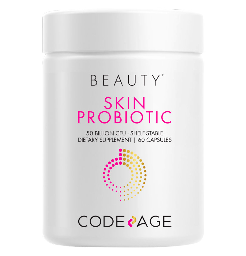 Codeage - Skin Probiotics Prebiotics - Ayurvedic Botanical Herbs 50 Billion CFU - 60 Capsules
