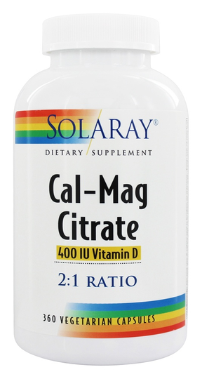 Solaray - Cal-Mag Citrate With 400 IU Vitamin D 21 Ratio - 360 Vegetarian Capsules