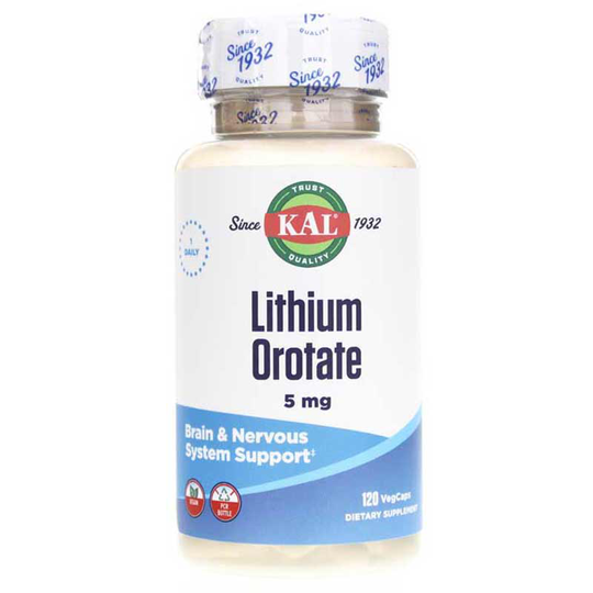 Kal Lithium Orotate 5 Mg 120 Veg Capsules
