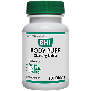 Body Pure Cleansing Tablets - Homeopathic Medicine for Fatigue, Headache & Blaoting (100 Tablets)