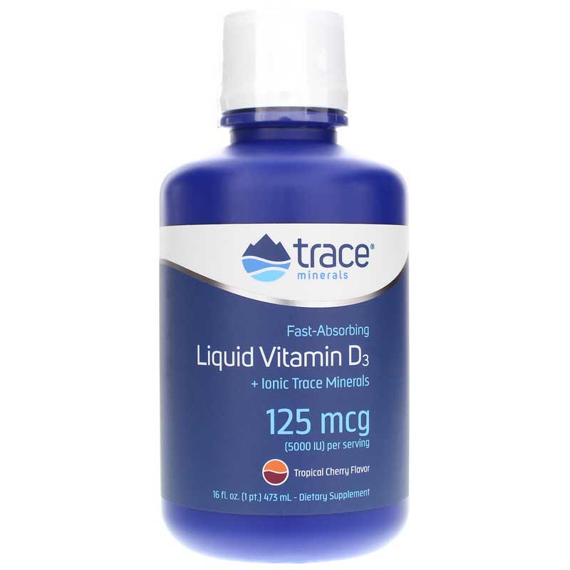 Trace Minerals Research Liquid Vitamin D3 125 Mcg (5000 IU) Tropical Cherry 16 Oz
