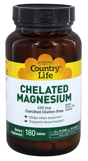 Country Life - Chelated Magnesium 250 mg. - 180 Tablets