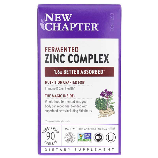 New Chapter Fermented Zinc Complex, 90 Veg Tablets