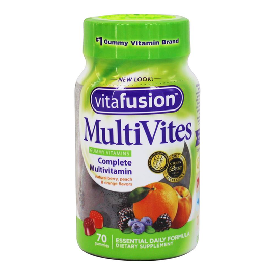 Vitafusion - MultiVites Complete Multivitamin Essential Daily Formula Natural Berry Peach & Orange Flavors - 70 Gummies