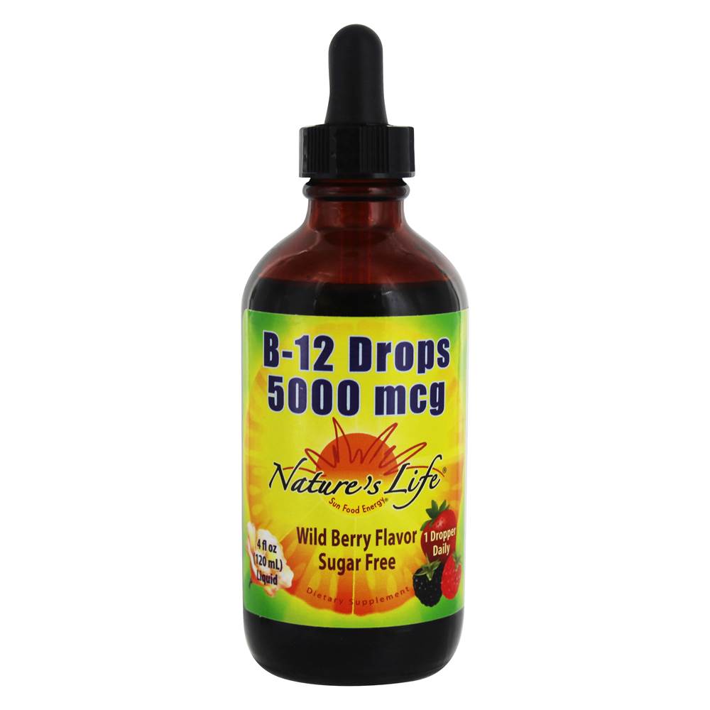 Nature's Life - Vitamin B12 Drops Liquid Wild Berry 5000 mcg. - 4 fl. oz.