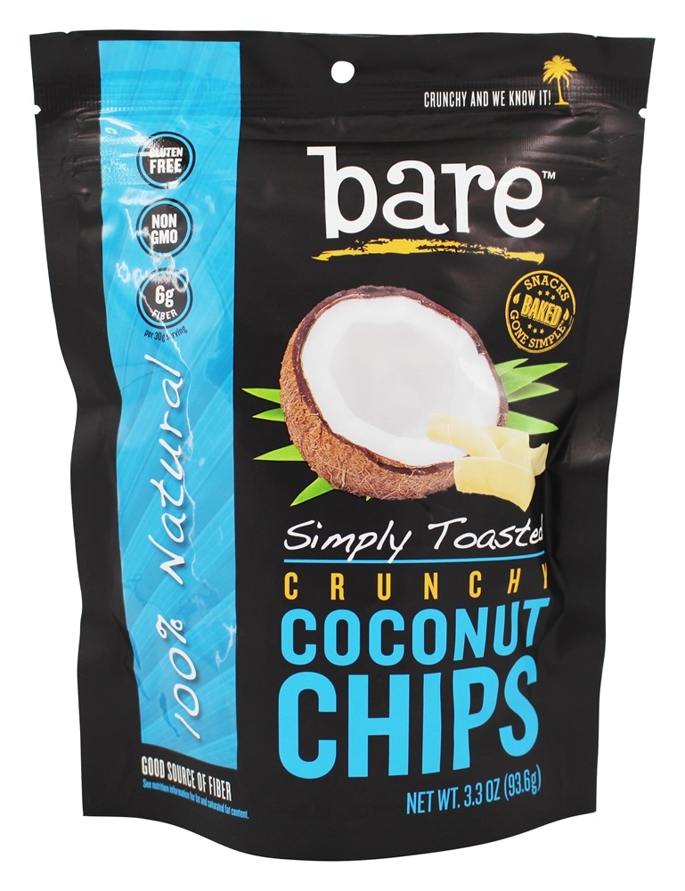 Bare Snacks - 100 Natural Crunchy Coconut Chips Simply Toasted - 3.3 oz.
