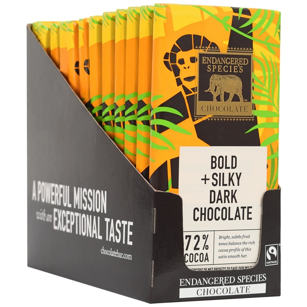 Endangered Species - Dark Chocolate Bars Box 72 Cocoa Bold & Silky - 12 Bars