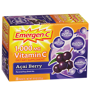 Emergen-C - 1,000 MG Vitamin C with B Vitamins & Electrolytes - Acai Berry (30 Single Serving Packets)