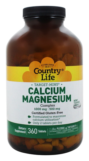 Country Life - Target-Mins Calcium-Magnesium Complex 1000 mg - 500 mg - 360 Tablets