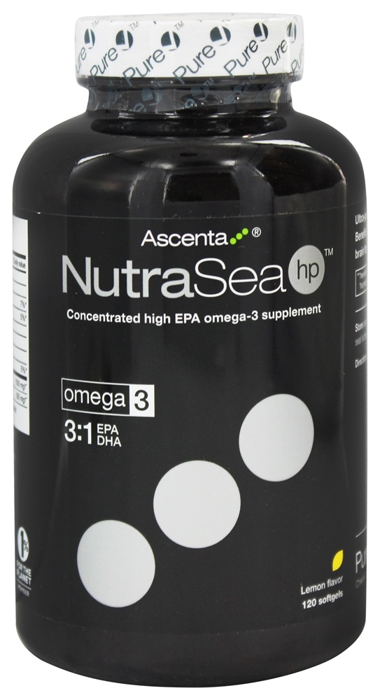 Ascenta Health - NutraSea Hp Concentrated High EPA Omega 3 Supplement Zesty Lemon Flavor - 120 Softgels