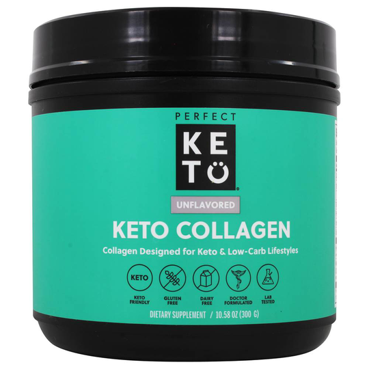 Perfect Keto - Keto Collagen Ketone Protein Source Powder Unflavored - 10.58 oz.