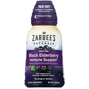 Black Elderberry Nighttime Syrup for Immune Support with Zinc, Vitamin C & Melatonin (8 Ounces)