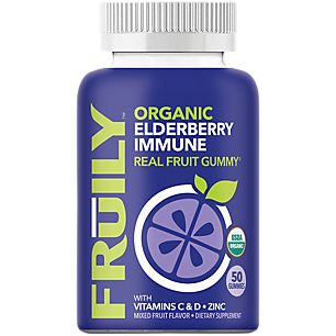 Organic Elderberry Immune Gummy - Made With Vitamin C, Vitamin D & Zinc - Mixed Fruit (50 Gummies)