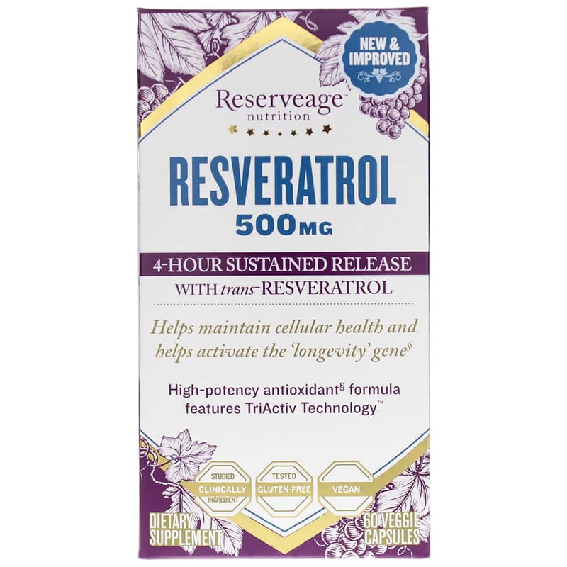 Reserveage Nutrition Resveratrol 500 Mg 60 Veg Capsules