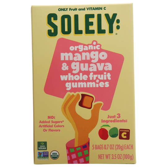 Solely - Organic Whole Fruit Gummies Mango & Orange - 5 Bags