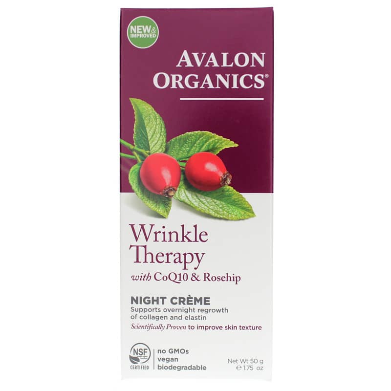 Avalon Organics Wrinkle Therapy with CoQ10 & Rosehip Night Cream 1.75 Oz