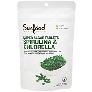 Super Algae Spirulina & Chlorella - Whole Green Nutrition Blend for Immune Support & Detoxification (37 Servings)