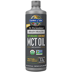 Dr. Formulated 100% Organic Coconut MCT Oil for Brain Health - Unflavored (16 FL OZ / 32 Servings)