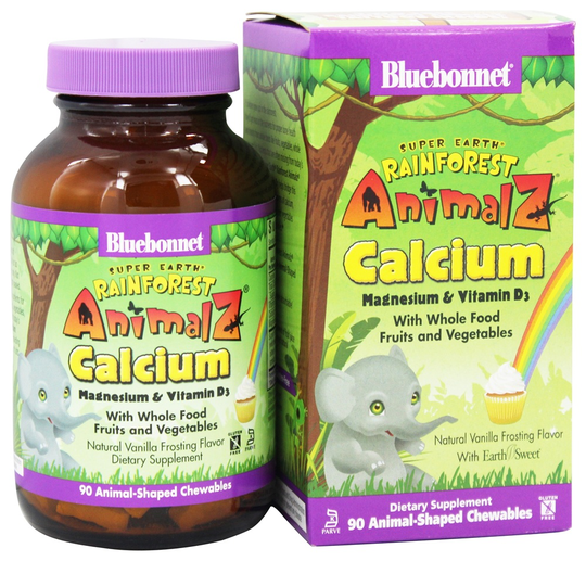 Bluebonnet Nutrition - Animalz Calcium Magnesium & Vitamin D3 Natural Vanilla Frosting Flavor - 90 Chewables